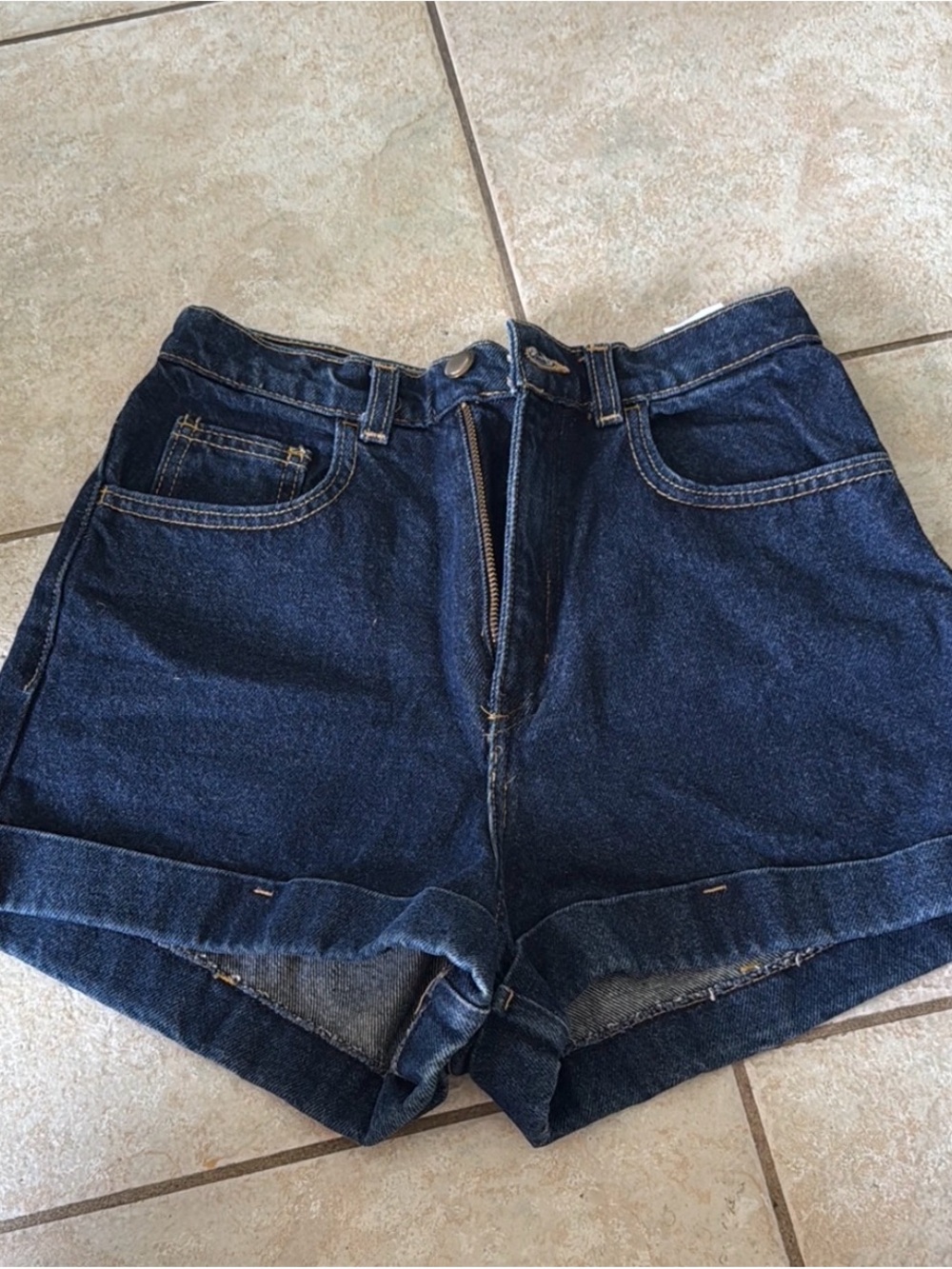 American Apparel Vintage High-Waist Cuffed Denim Shorts